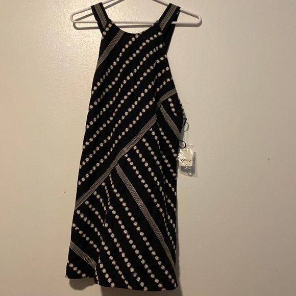 Free People Juni Mini Dress Black White Floral Embroidery open back dress M - Picture 6 of 13